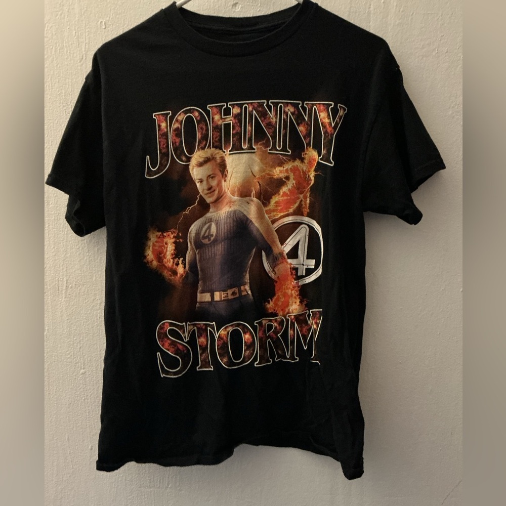 Marvel Fantastic Four Johnny Storm Human Torch Black Graphic Short-Sleeve Tee